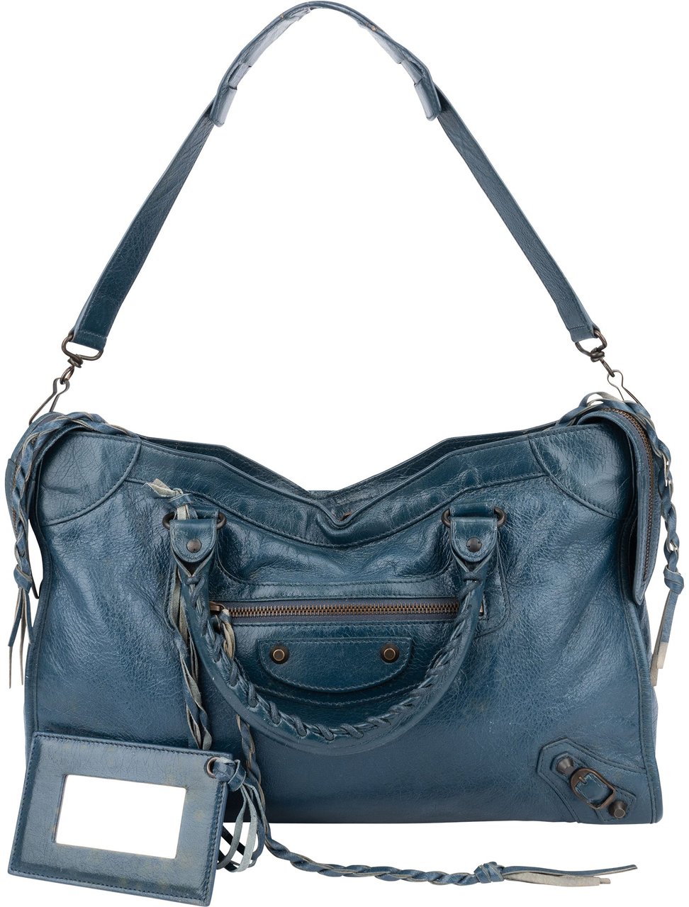 Balenciaga Balenciaga Blue Leather City Handbag Blauw