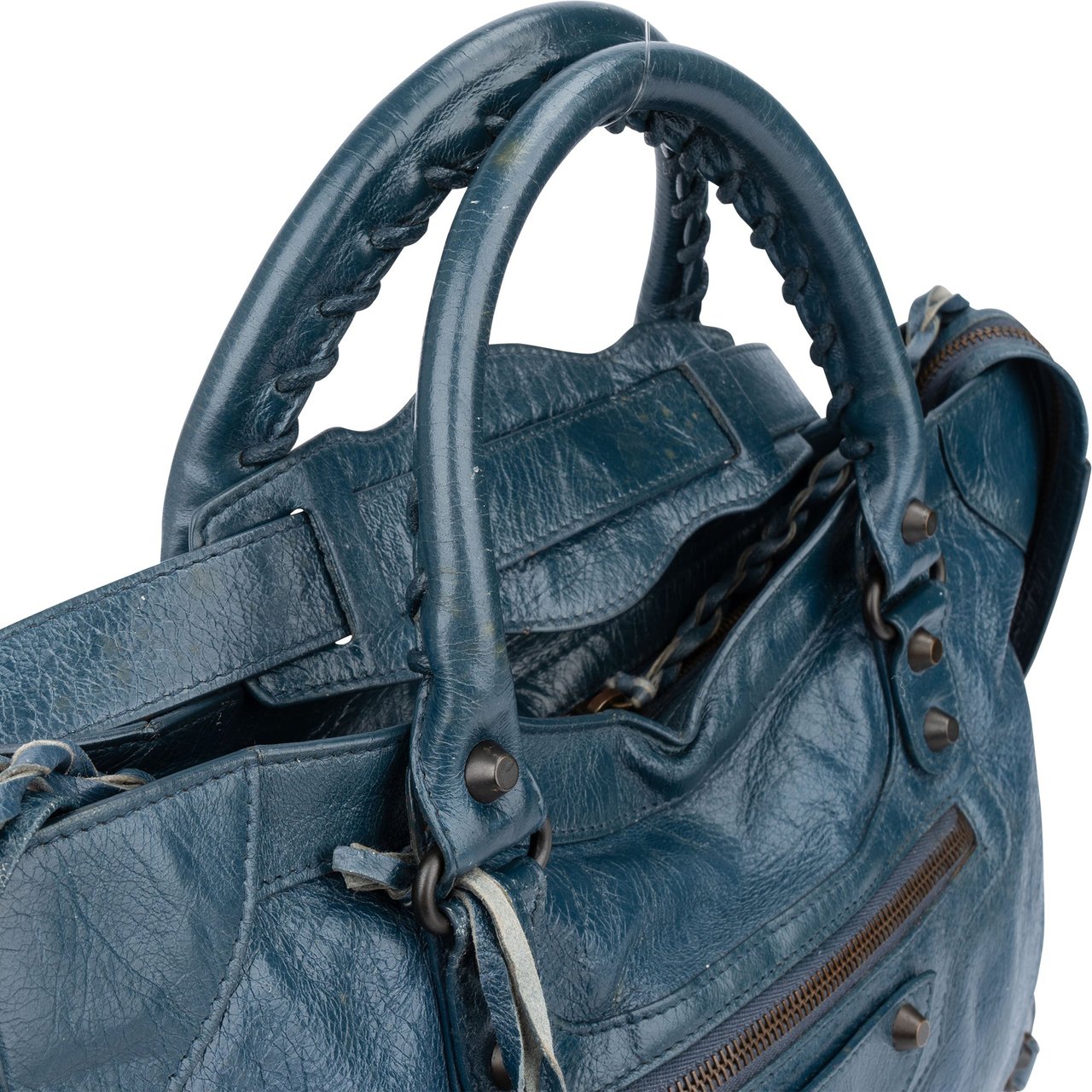 Balenciaga Balenciaga Blue Leather City Handbag Blauw