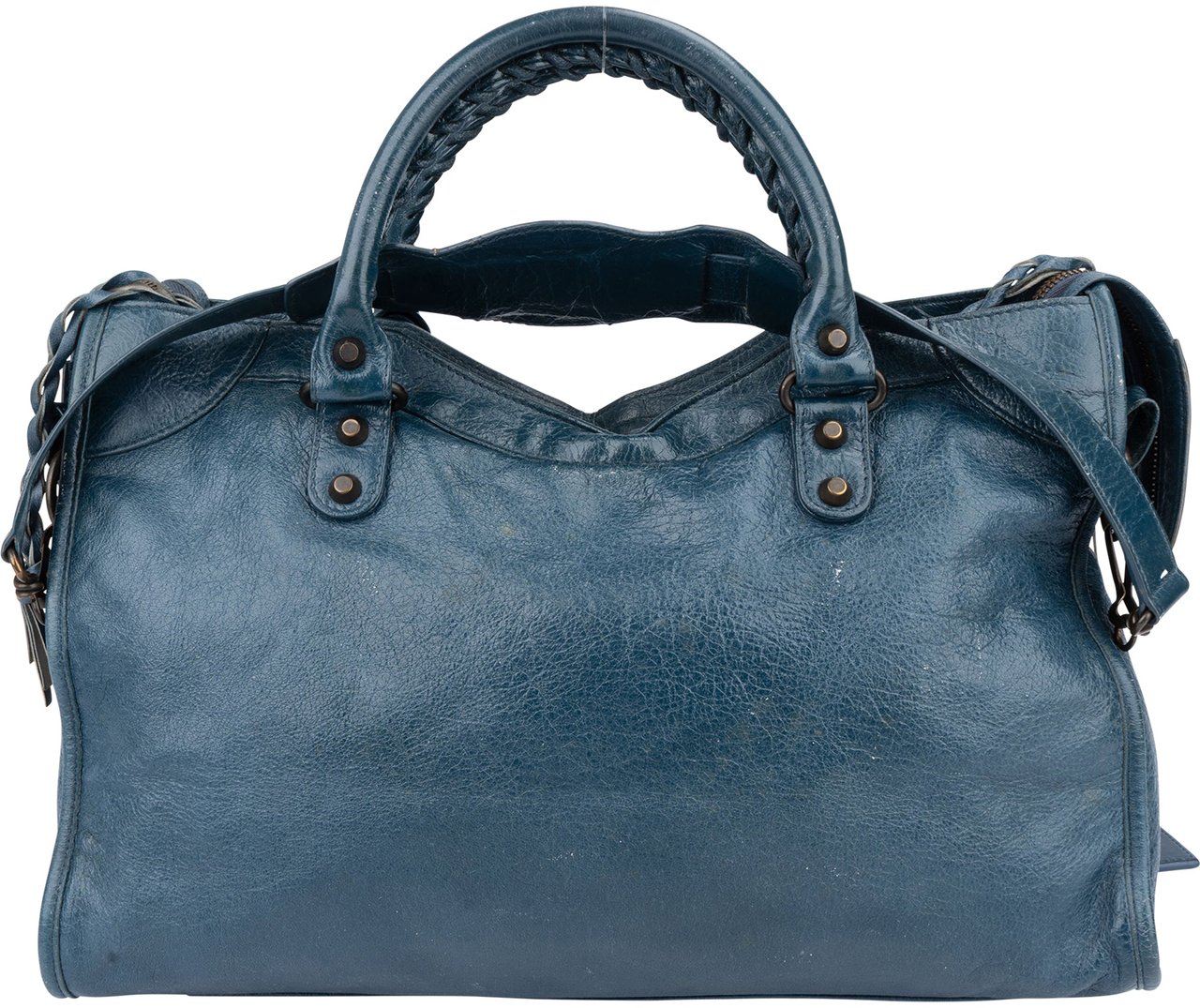 Balenciaga Balenciaga Blue Leather City Handbag Blauw