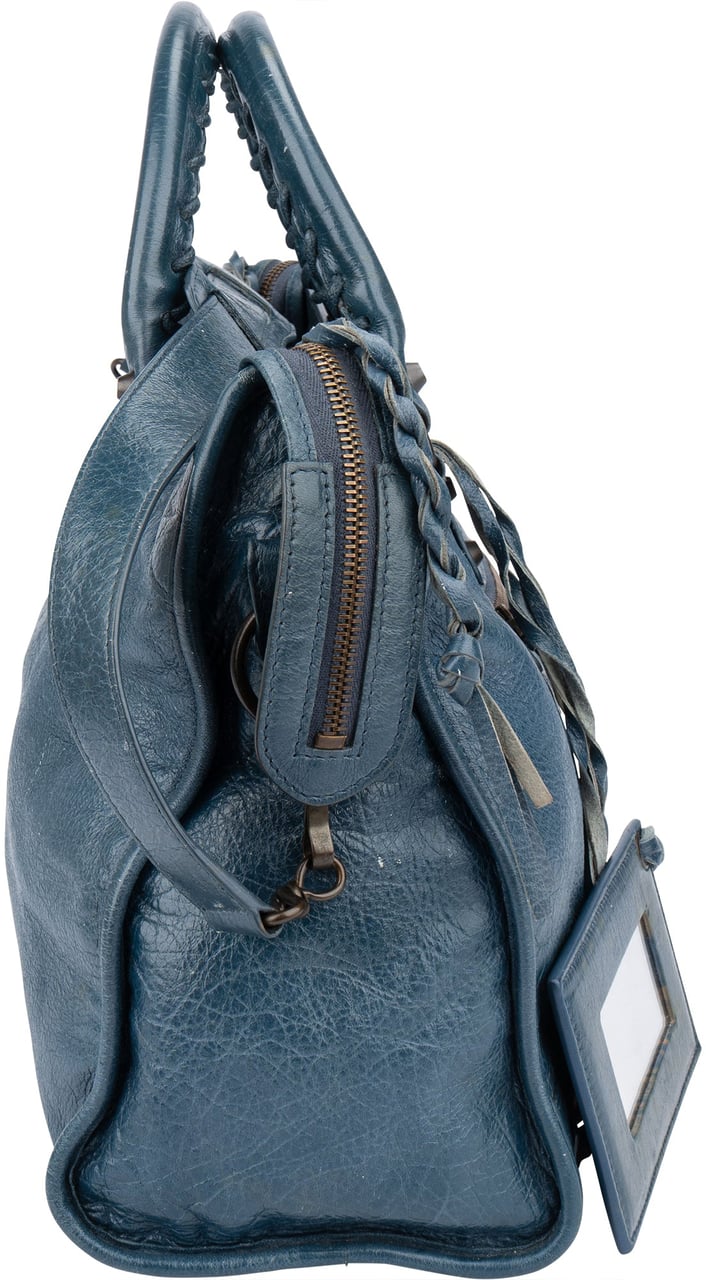 Balenciaga Balenciaga Blue Leather City Handbag Blauw