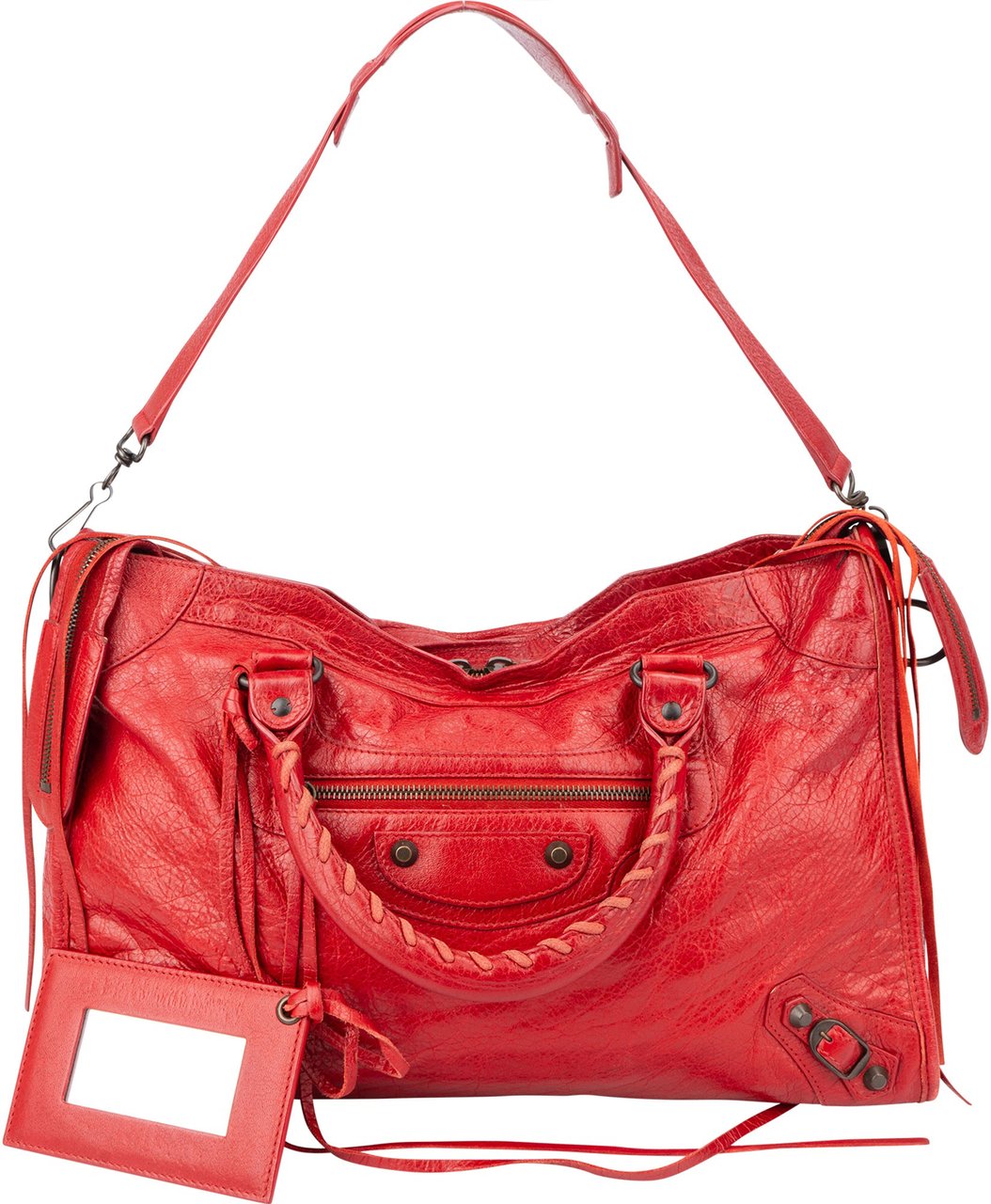Balenciaga Balenciaga Red Leather City Handbag Rood