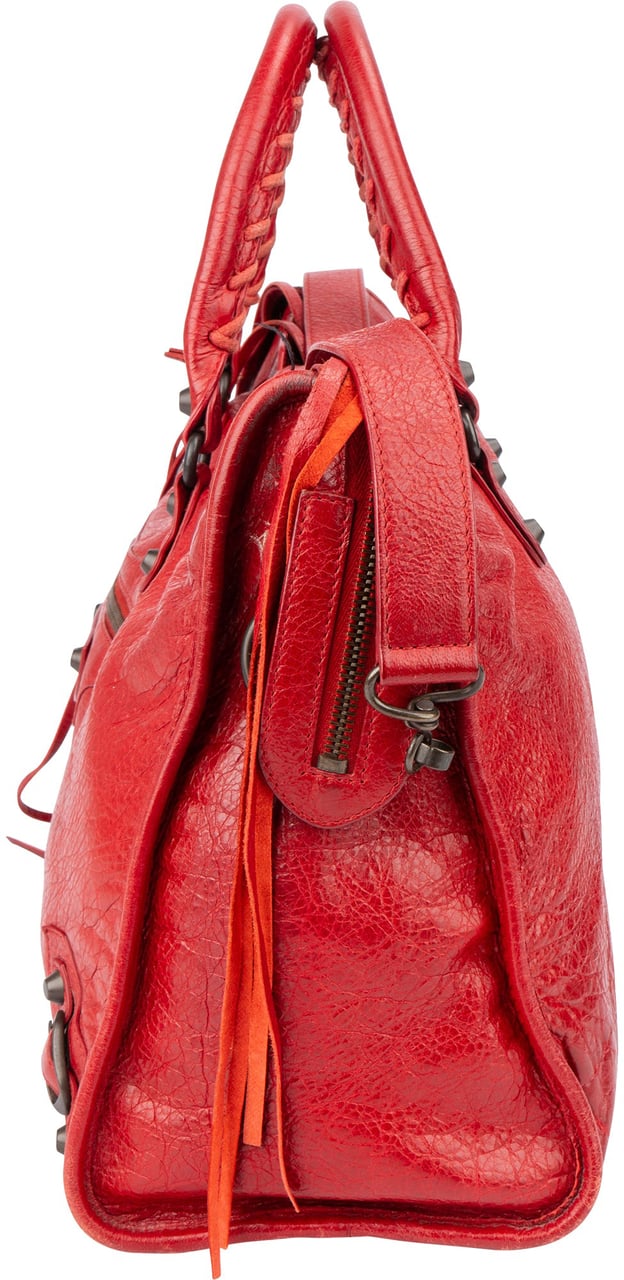 Balenciaga Balenciaga Red Leather City Handbag Rood