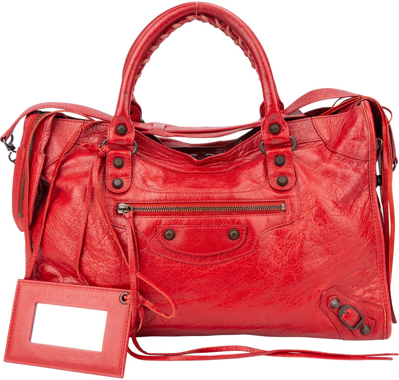 Balenciaga Balenciaga Red Leather City Handbag Rood