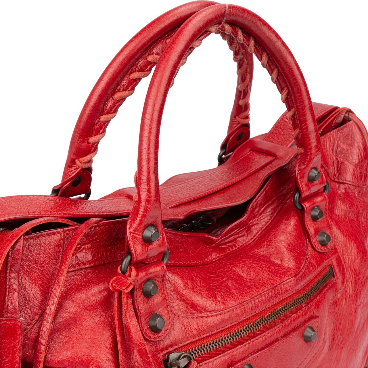 Balenciaga Balenciaga Red Leather City Handbag Rood