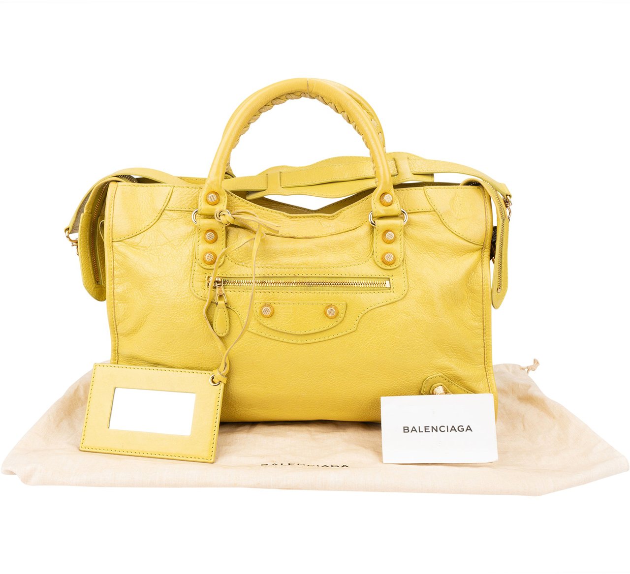 Balenciaga Balenciaga Yellow Leather City Handbag Geel