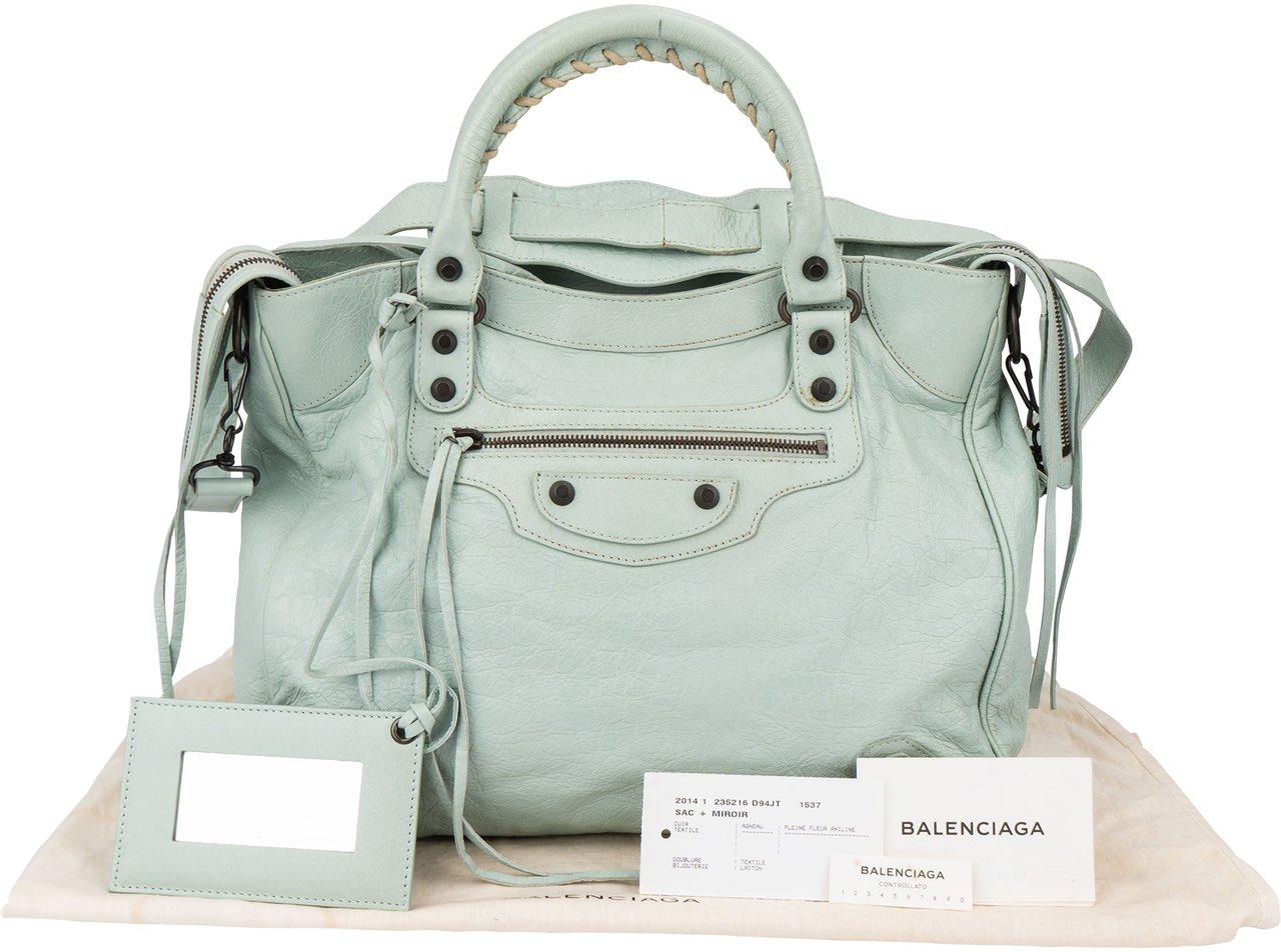 Balenciaga Balenciaga Classic Leather City Handbag Blauw