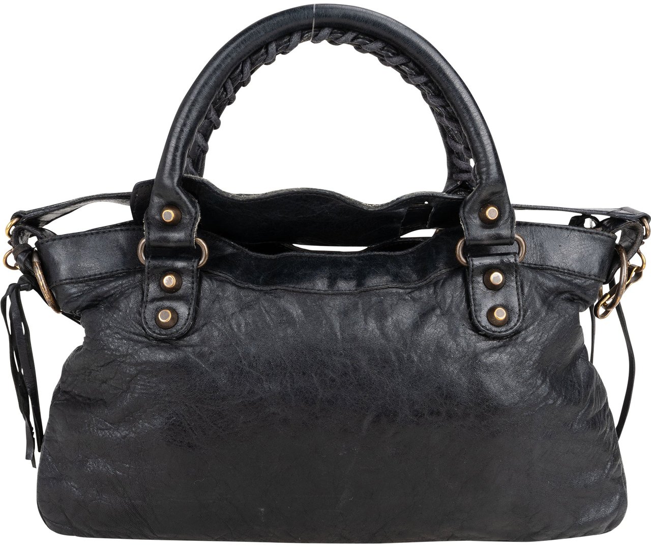 Balenciaga Balenciaga Classic Leather First City Handbag Zwart