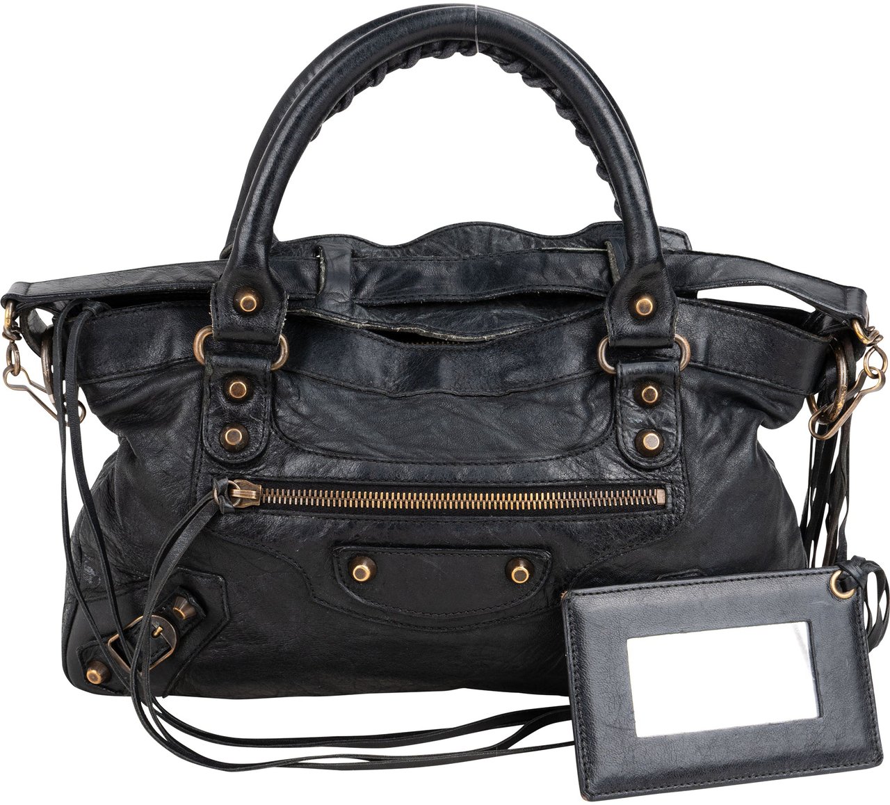 Balenciaga Balenciaga Classic Leather First City Handbag Zwart