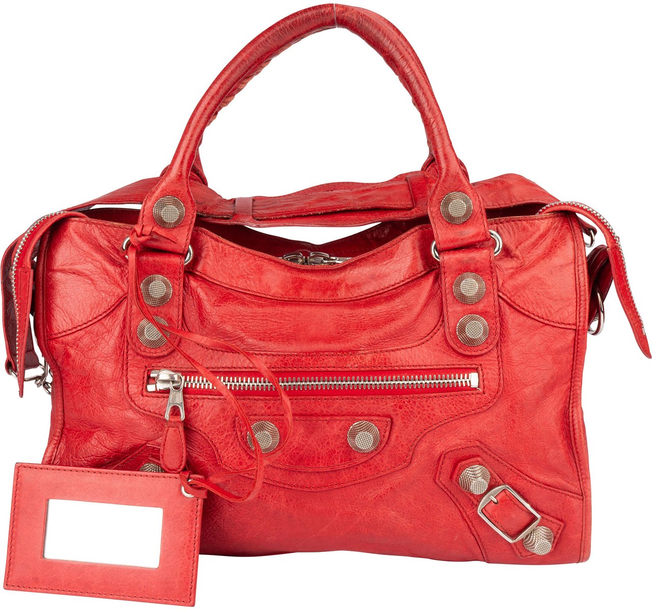 Balenciaga Balenciaga Red Leather City Handbag Rood