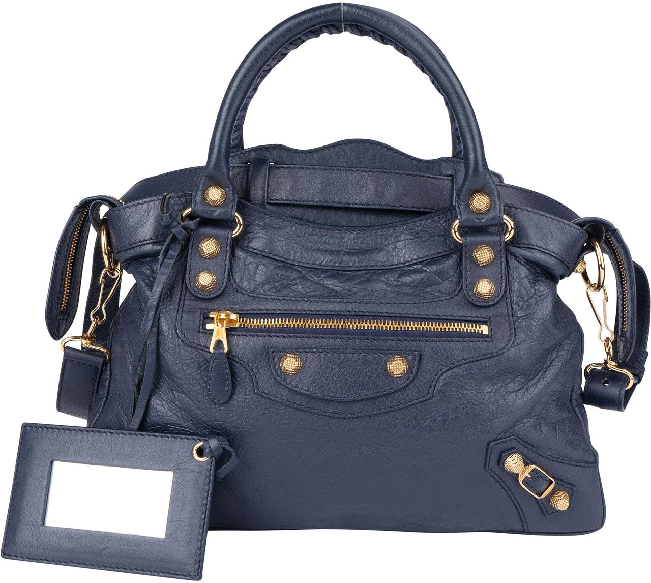 Balenciaga Balenciaga Blue Leather City Handbag Blauw