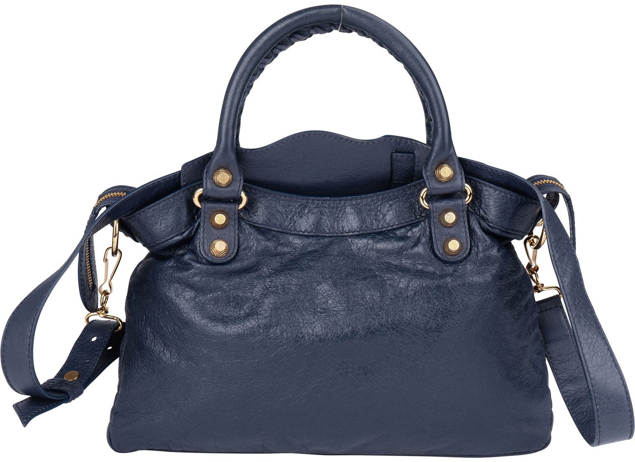 Balenciaga Balenciaga Blue Leather City Handbag Blauw