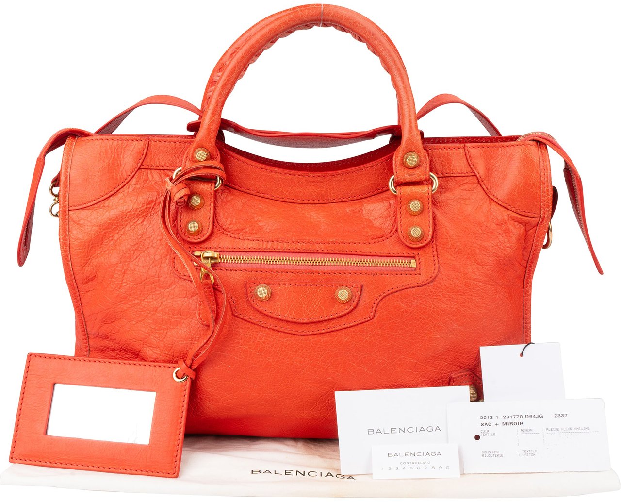 Balenciaga Balenciaga Fire Leather City Handbag Rood