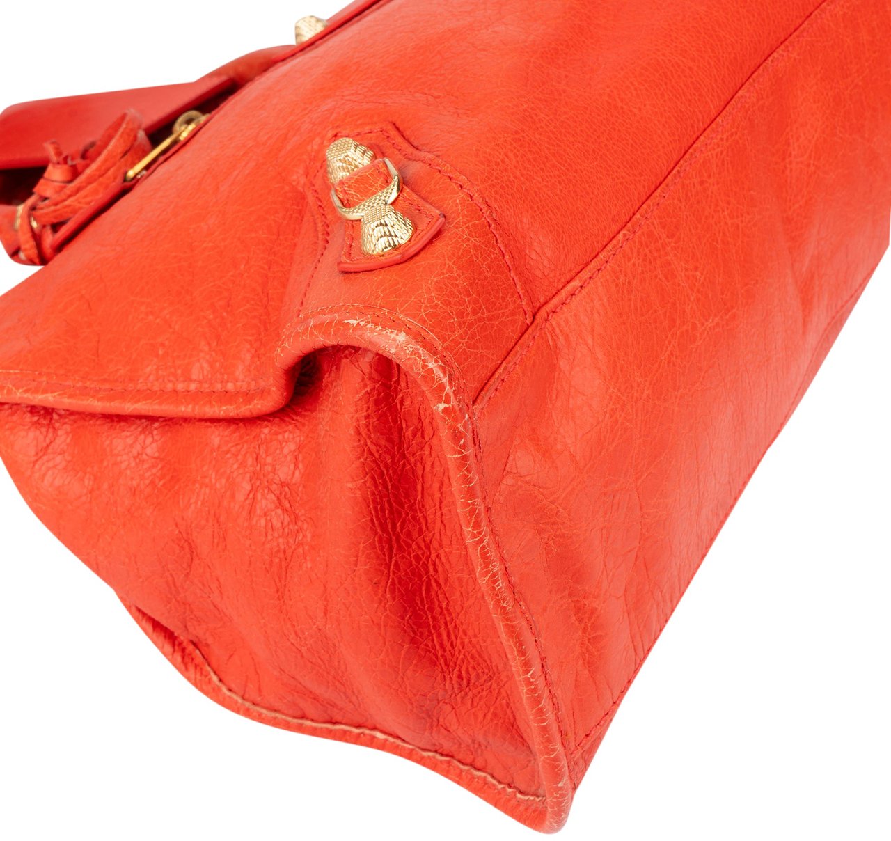 Balenciaga Balenciaga Fire Leather City Handbag Rood