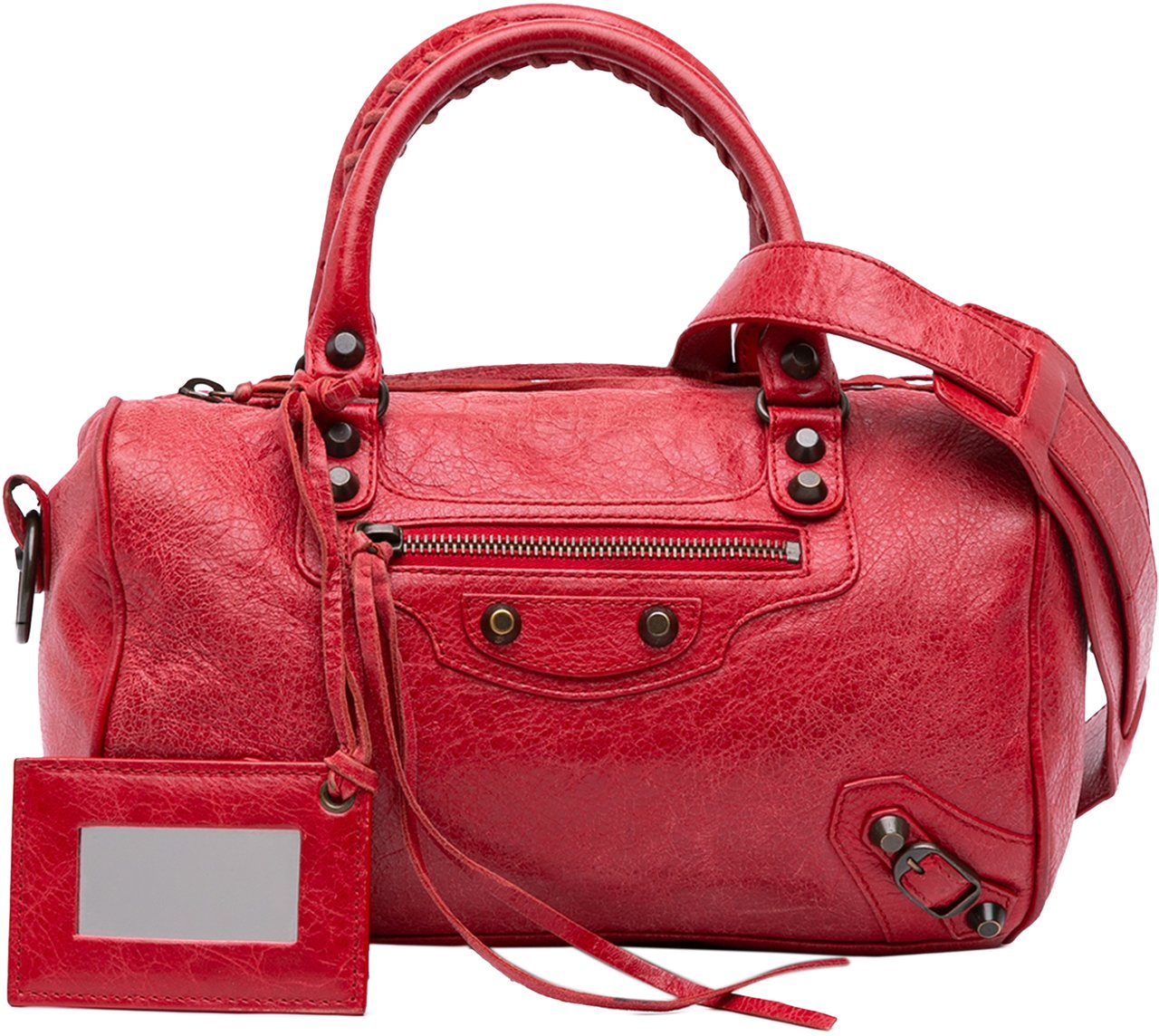 Balenciaga Mini Lambskin Motocross Twiggy Satchel Rood