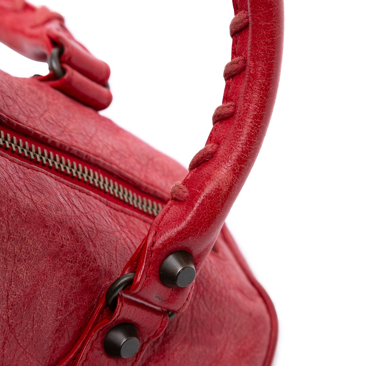 Balenciaga Mini Lambskin Motocross Twiggy Satchel Rood