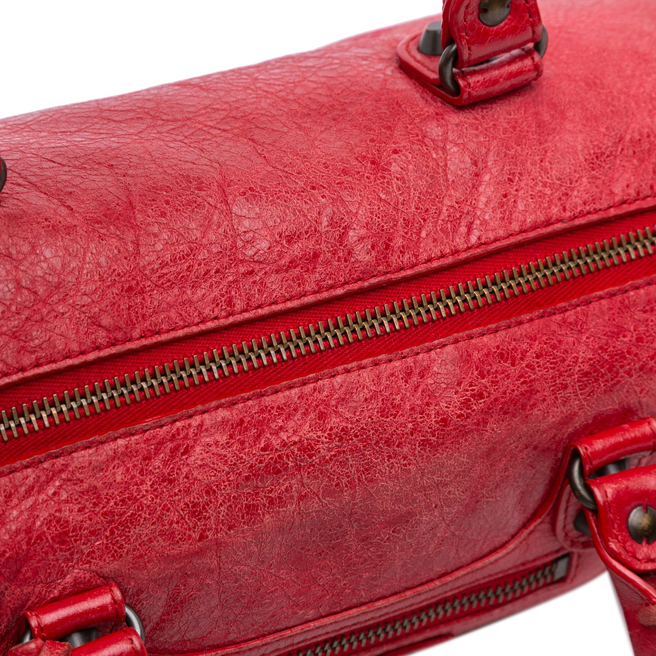 Balenciaga Mini Lambskin Motocross Twiggy Satchel Rood