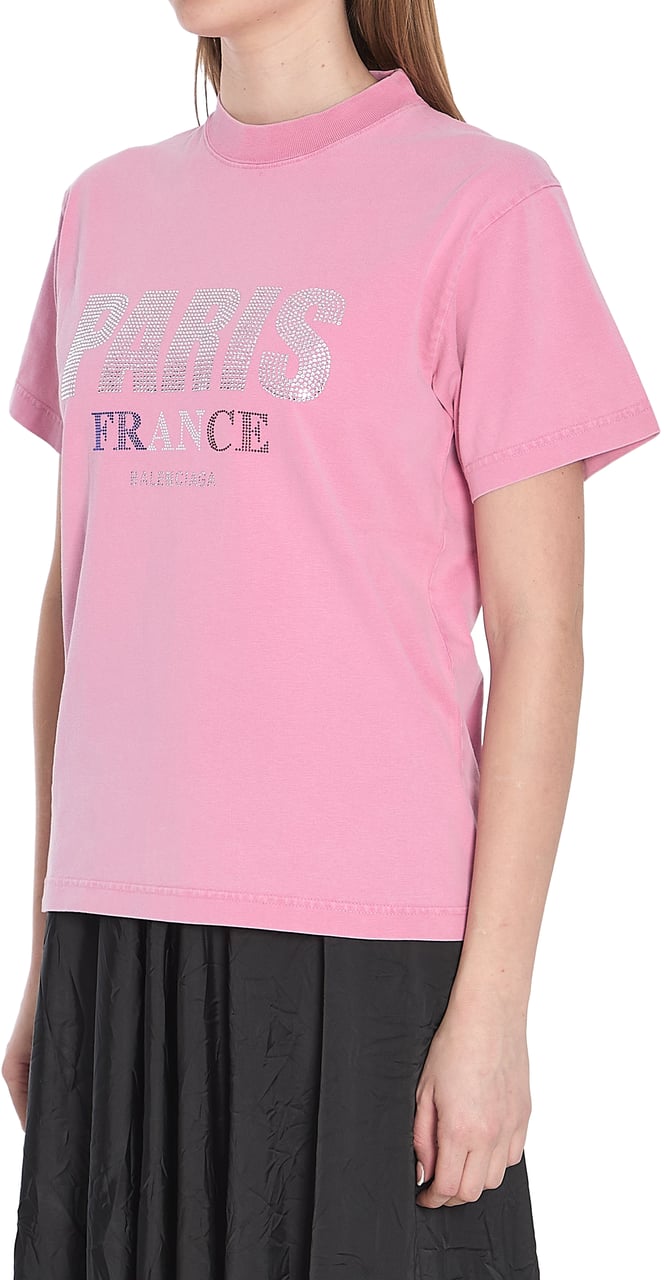 Balenciaga Paris strass t-shirt Roze