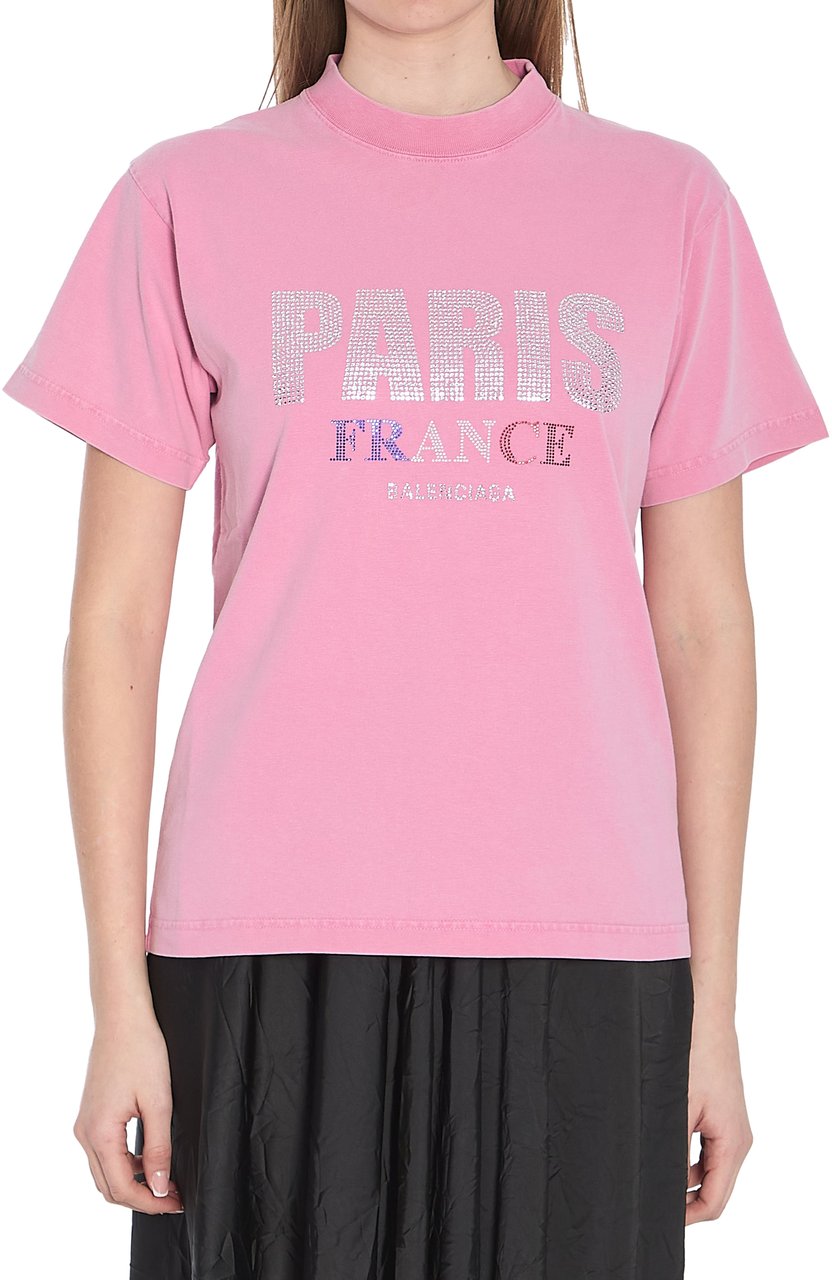 Balenciaga Paris strass t-shirt Roze