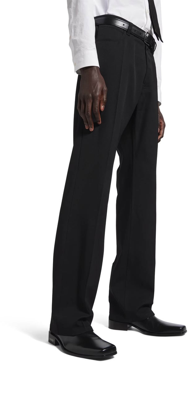 Balenciaga Black Tailored Straight-Leg Structured Pants Zwart