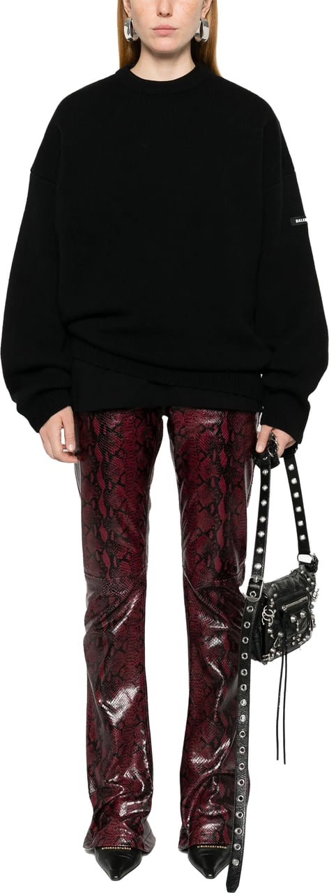 Balenciaga Black Relaxed Fit Crew Neck Sweater Zwart