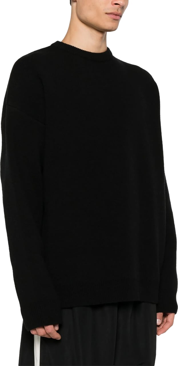 Balenciaga Black Relaxed Fit Crew Neck Sweater Zwart