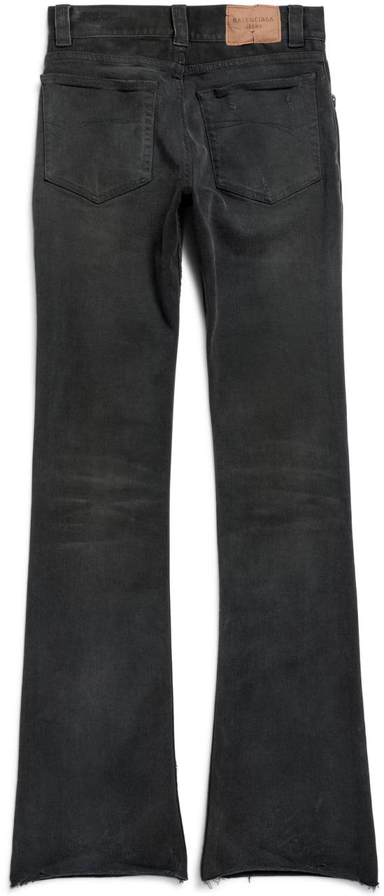 Balenciaga Black Bootcut Distressed Cotton Jeans Zwart
