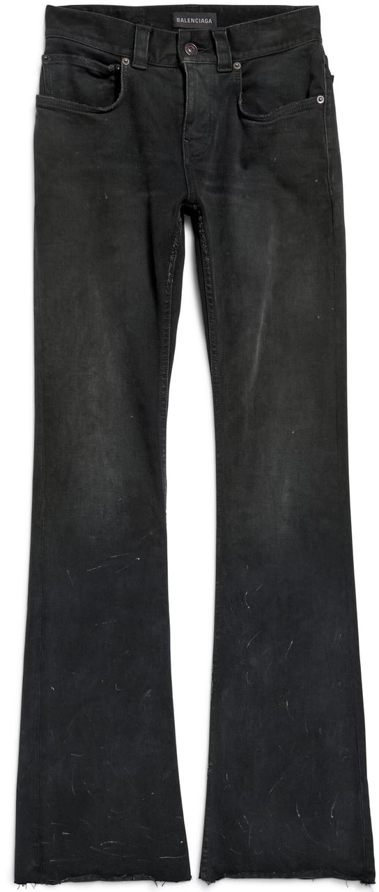 Balenciaga Black Bootcut Distressed Cotton Jeans Zwart