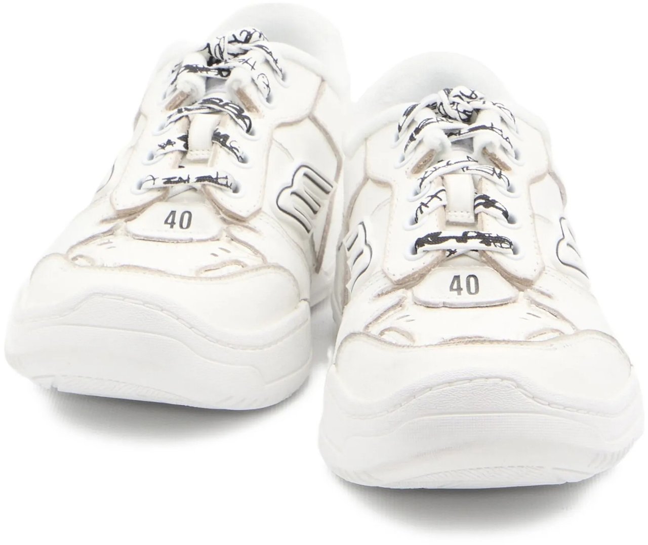 Balenciaga White Hamptons Wornout Distressed Leather Sneakers Wit