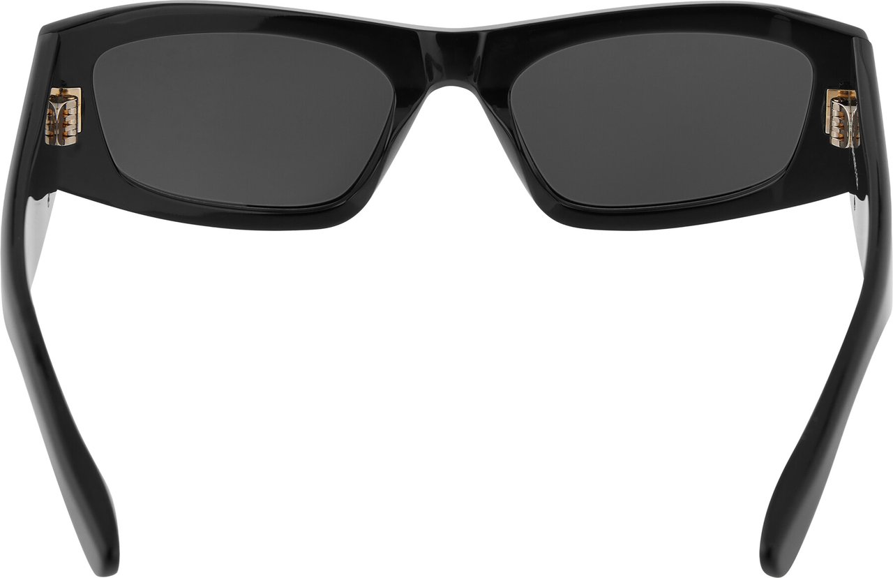 Balenciaga Black Occhiali Rectangular Logo Sunglasses Grijs