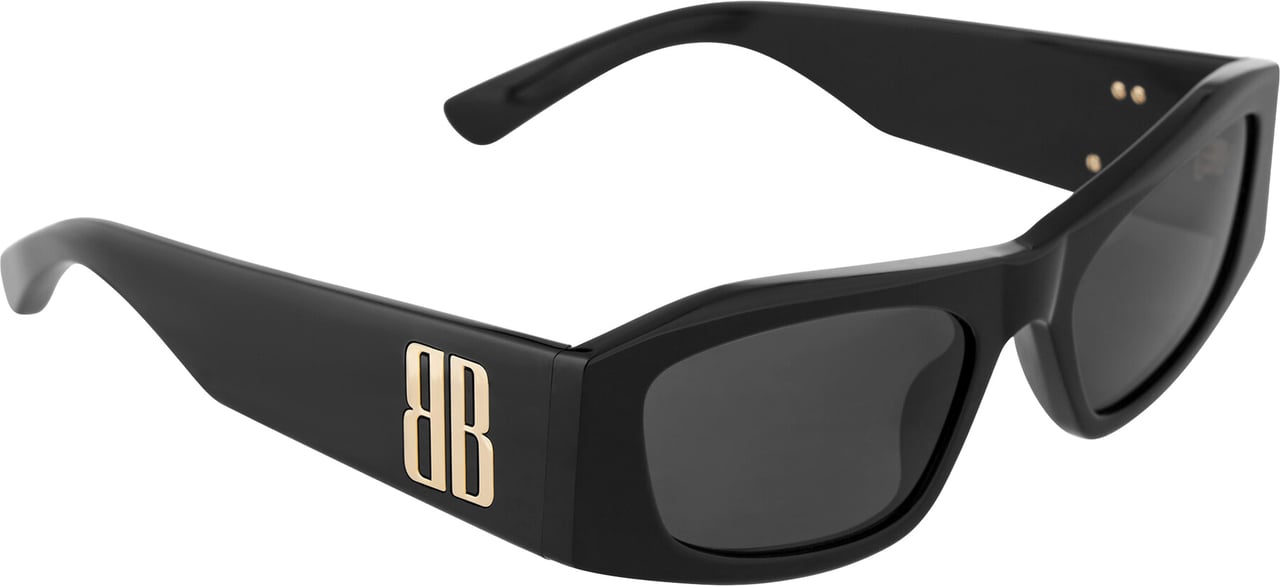 Balenciaga Black Occhiali Rectangular Logo Sunglasses Grijs