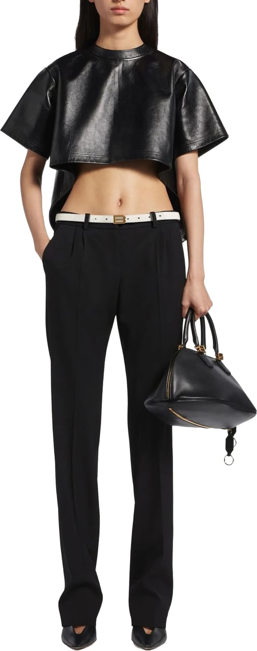 Balenciaga Black Slim Tailored Straight-Leg Pants Zwart