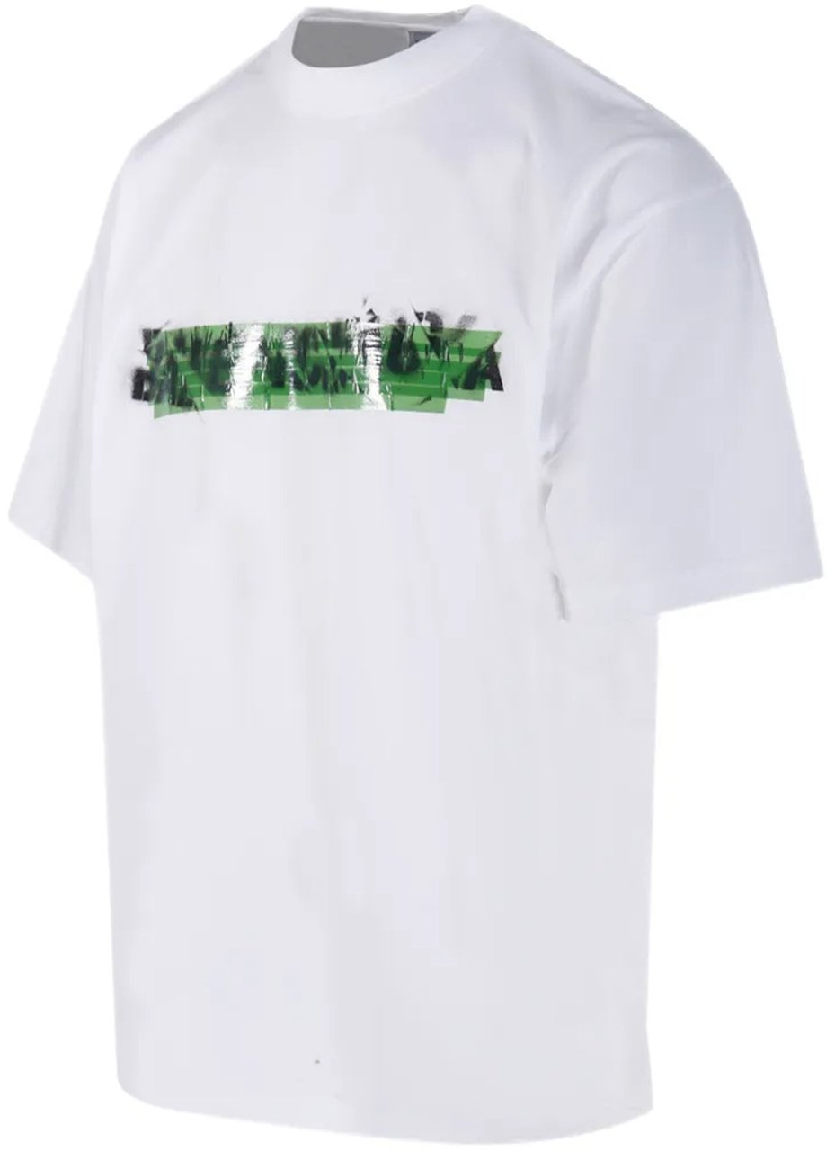 Balenciaga White Medium Fit Abstract Cotton T-Shirt Wit