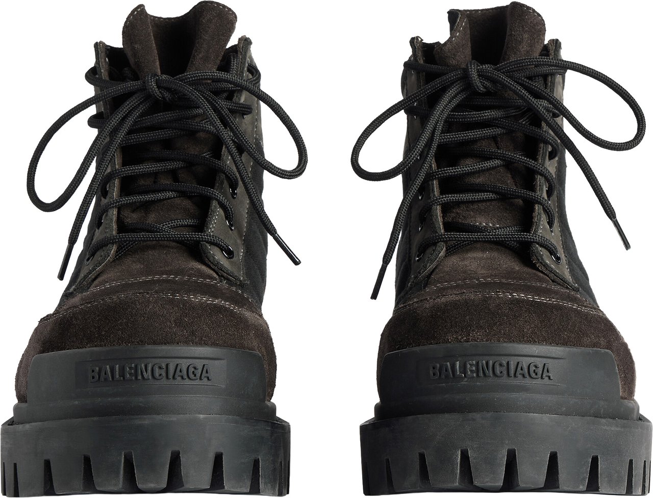 Balenciaga Black Low Combat High-Top Boots Zwart