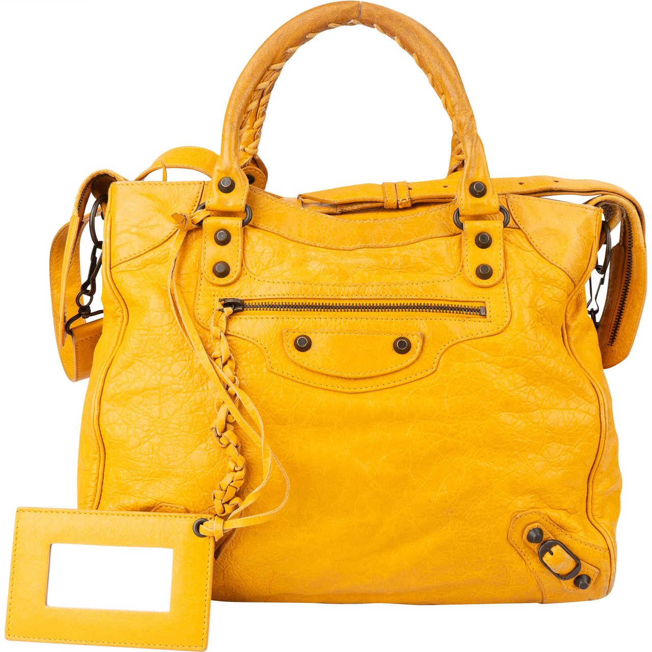 Balenciaga Balenciaga Yellow Leather City Handbag Geel
