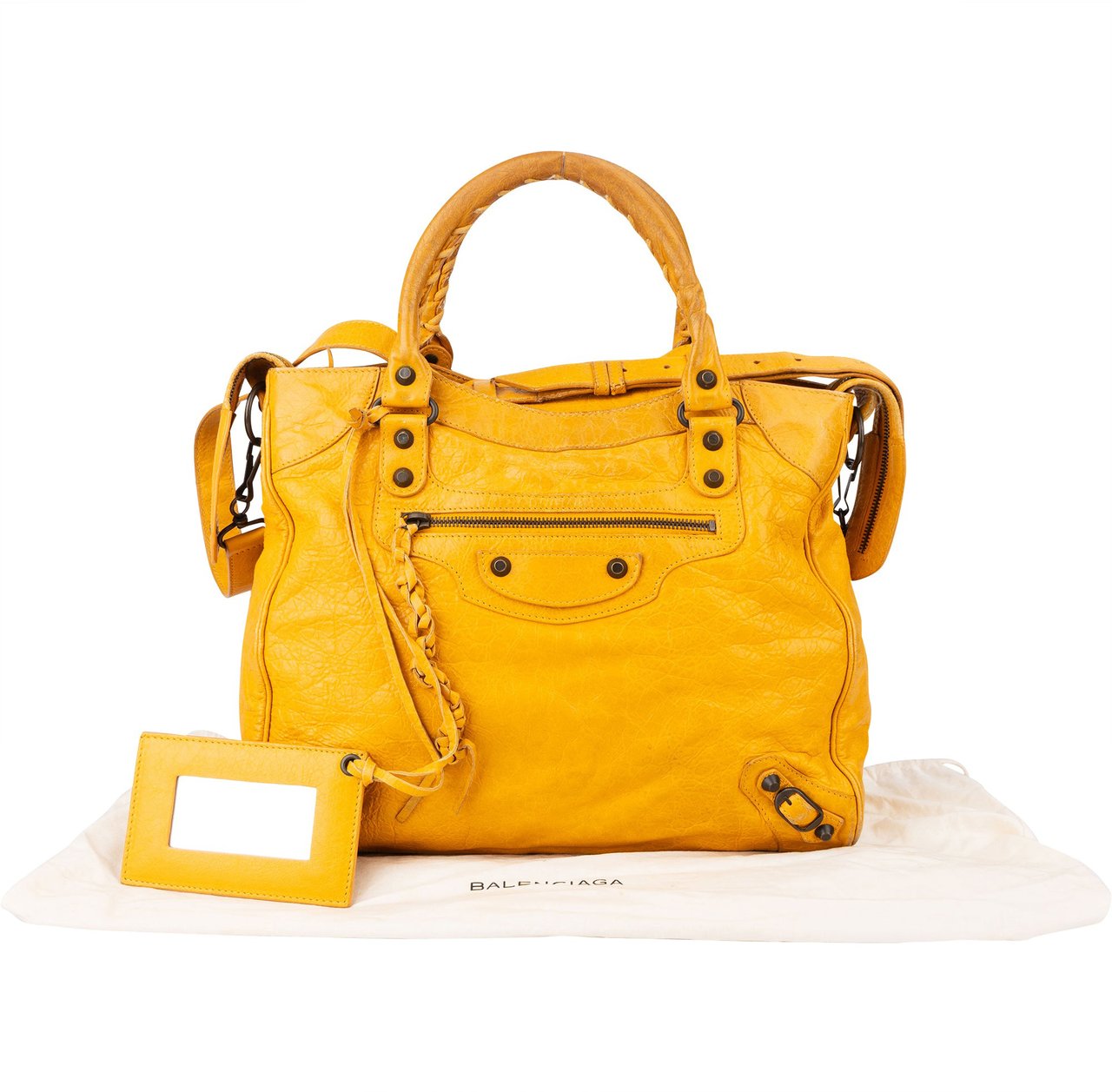 Balenciaga Balenciaga Yellow Leather City Handbag Geel