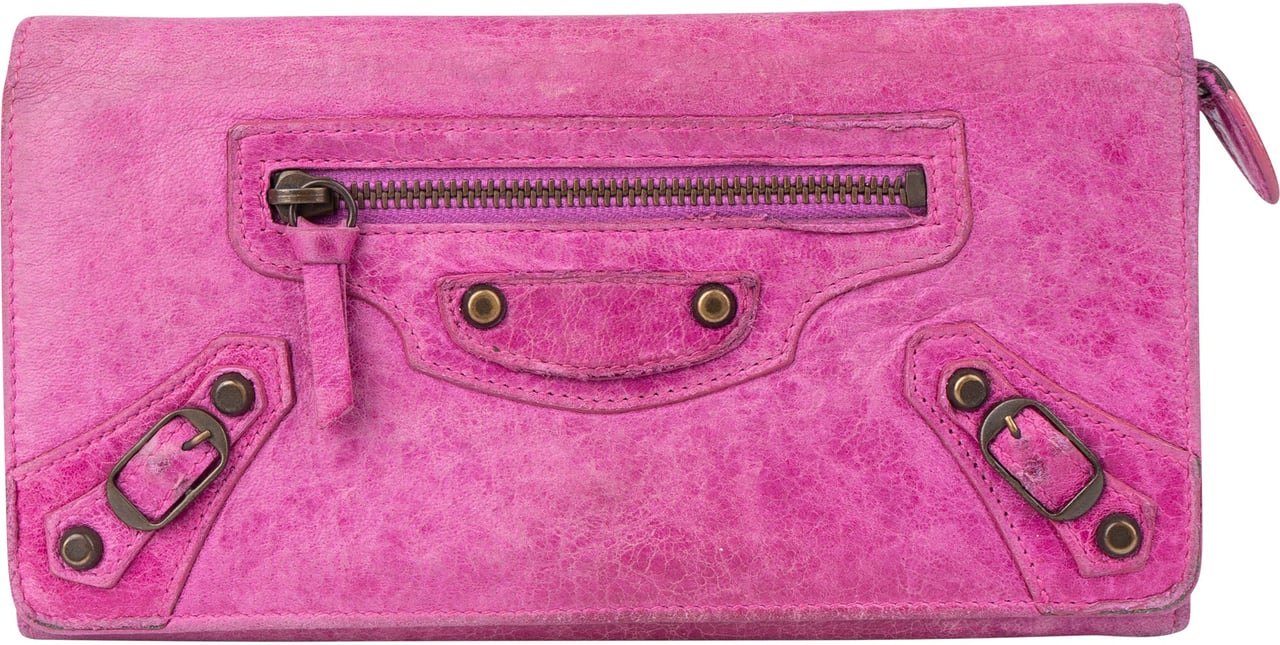Balenciaga Balenciaga Pink Leather City Wallet Rood