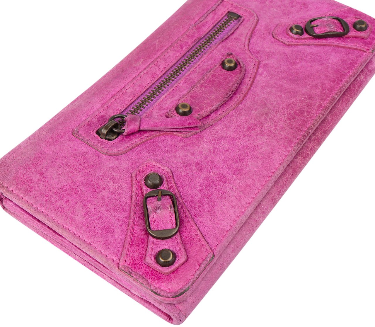 Balenciaga Balenciaga Pink Leather City Wallet Rood