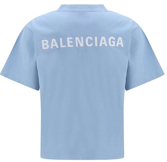 Balenciaga Balenciaga Blue Cotton T-Shirt Blauw
