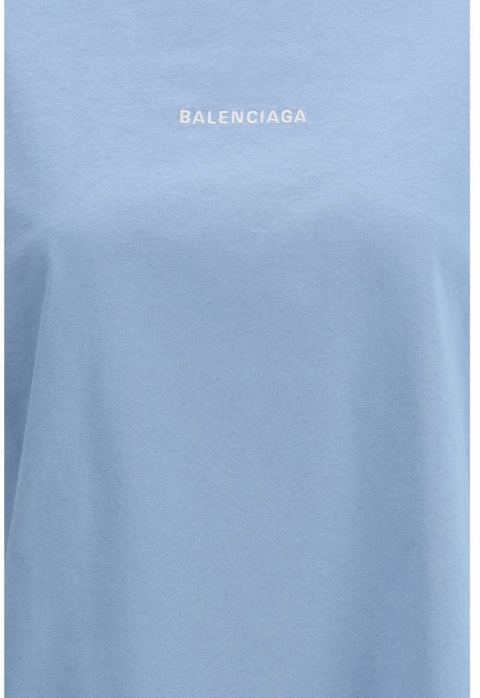 Balenciaga Balenciaga Blue Cotton T-Shirt Blauw