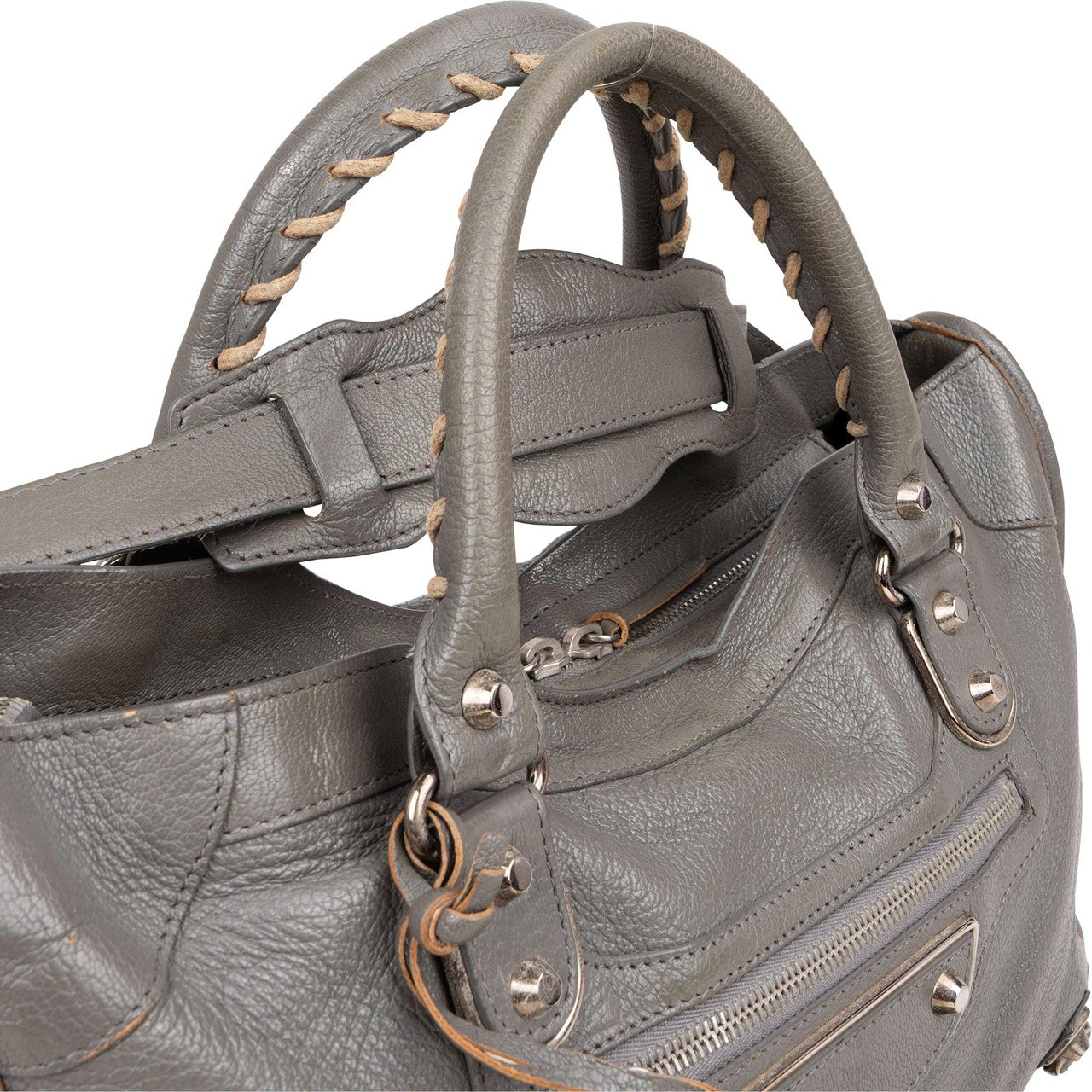 Balenciaga Balenciaga Grey Leather City Handbag Donkergrijs