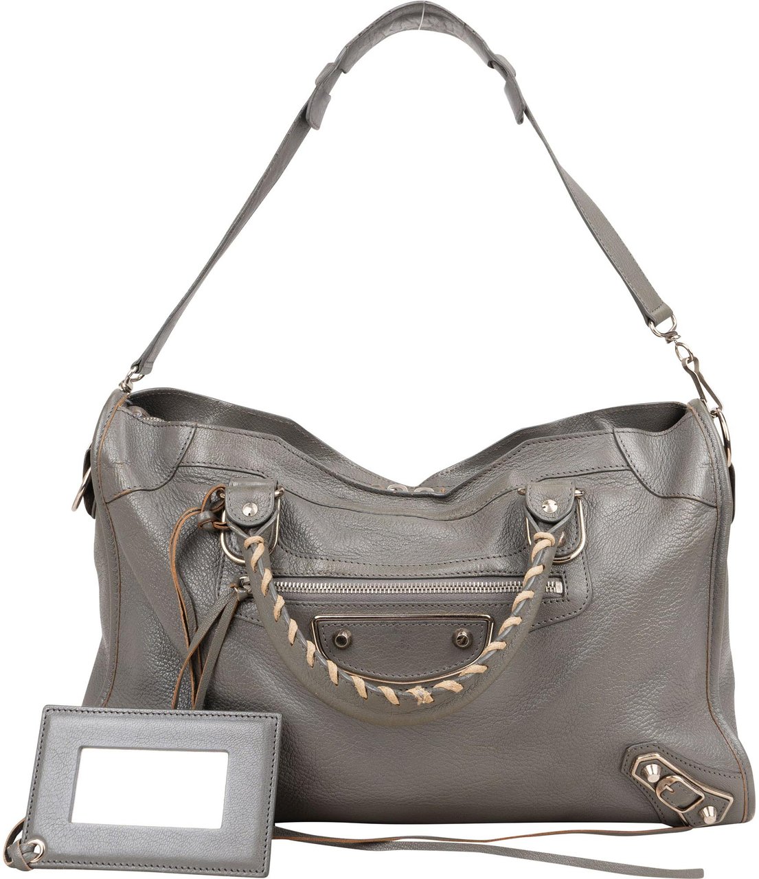 Balenciaga Balenciaga Grey Leather City Handbag Donkergrijs