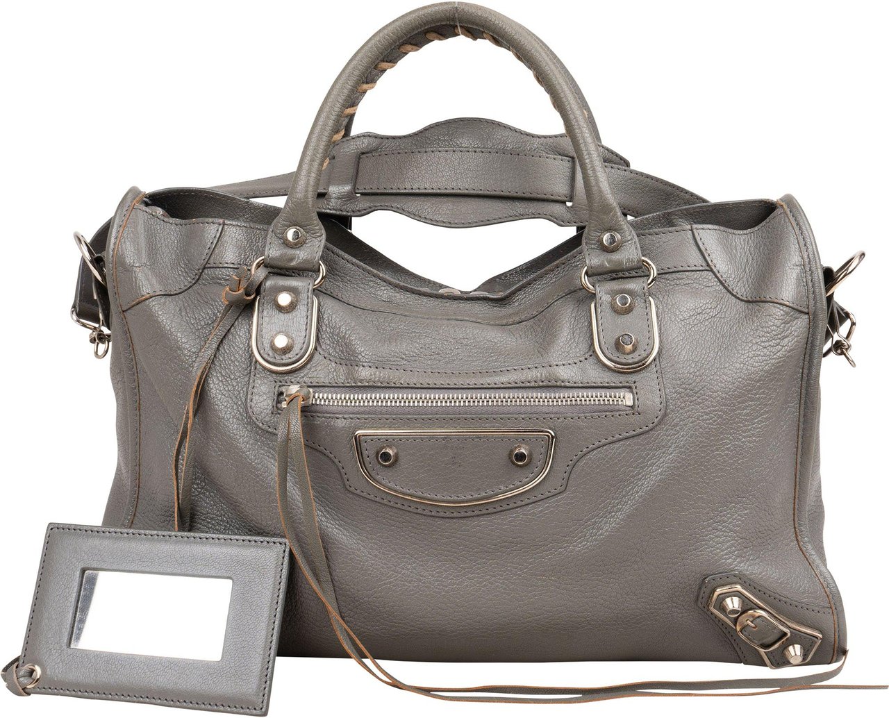 Balenciaga Balenciaga Grey Leather City Handbag Donkergrijs