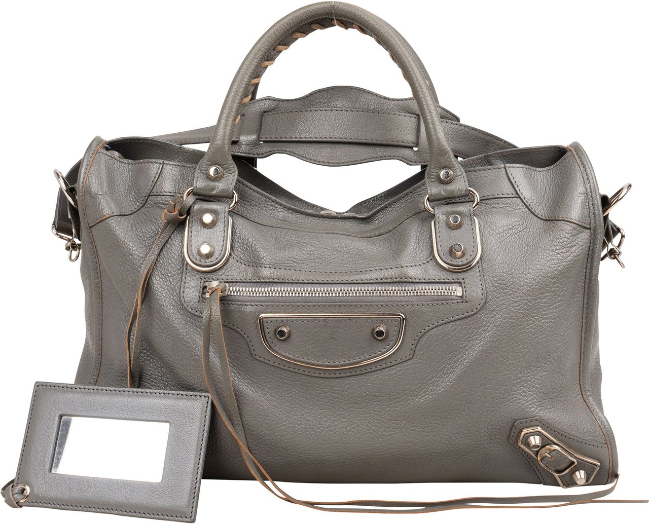 Balenciaga Balenciaga Grey Leather City Handbag Donkergrijs