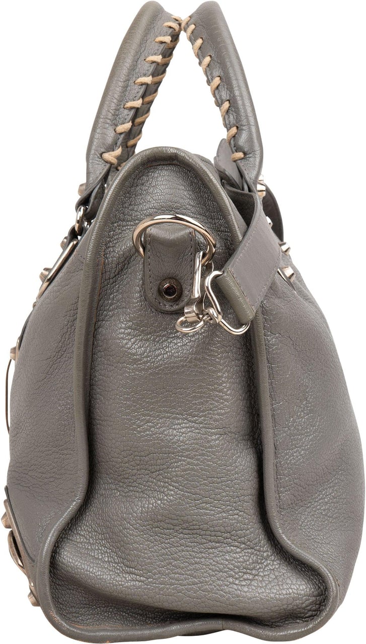 Balenciaga Balenciaga Grey Leather City Handbag Donkergrijs