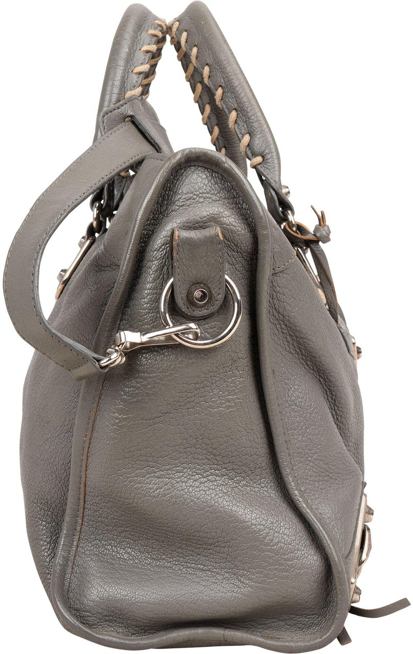 Balenciaga Balenciaga Grey Leather City Handbag Donkergrijs