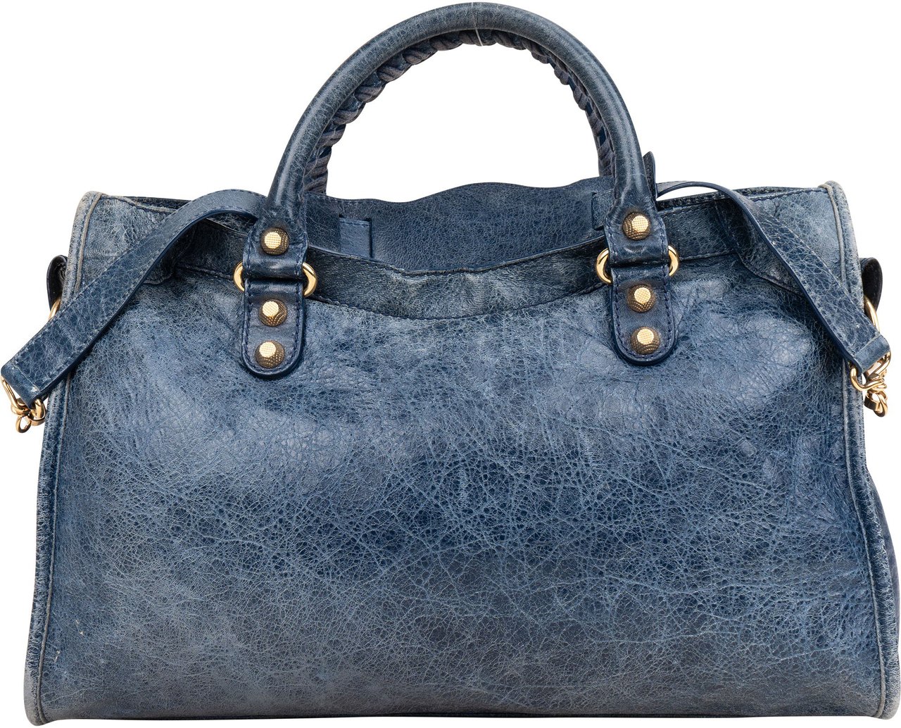 Balenciaga Balenciaga Blue Leather City Handbag Blauw