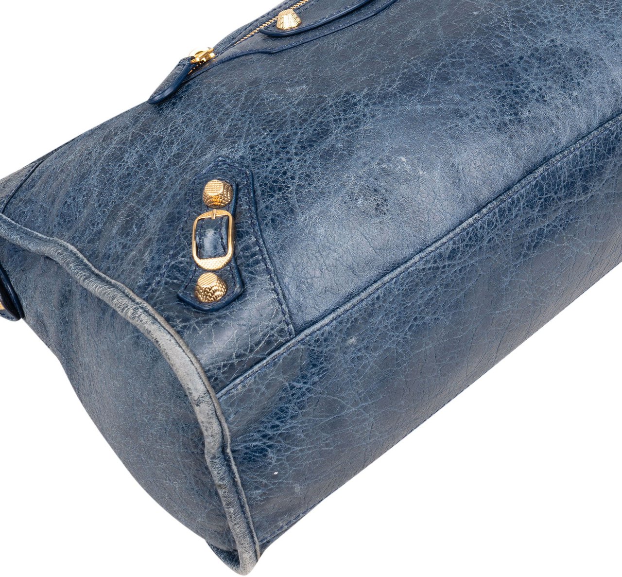 Balenciaga Balenciaga Blue Leather City Handbag Blauw