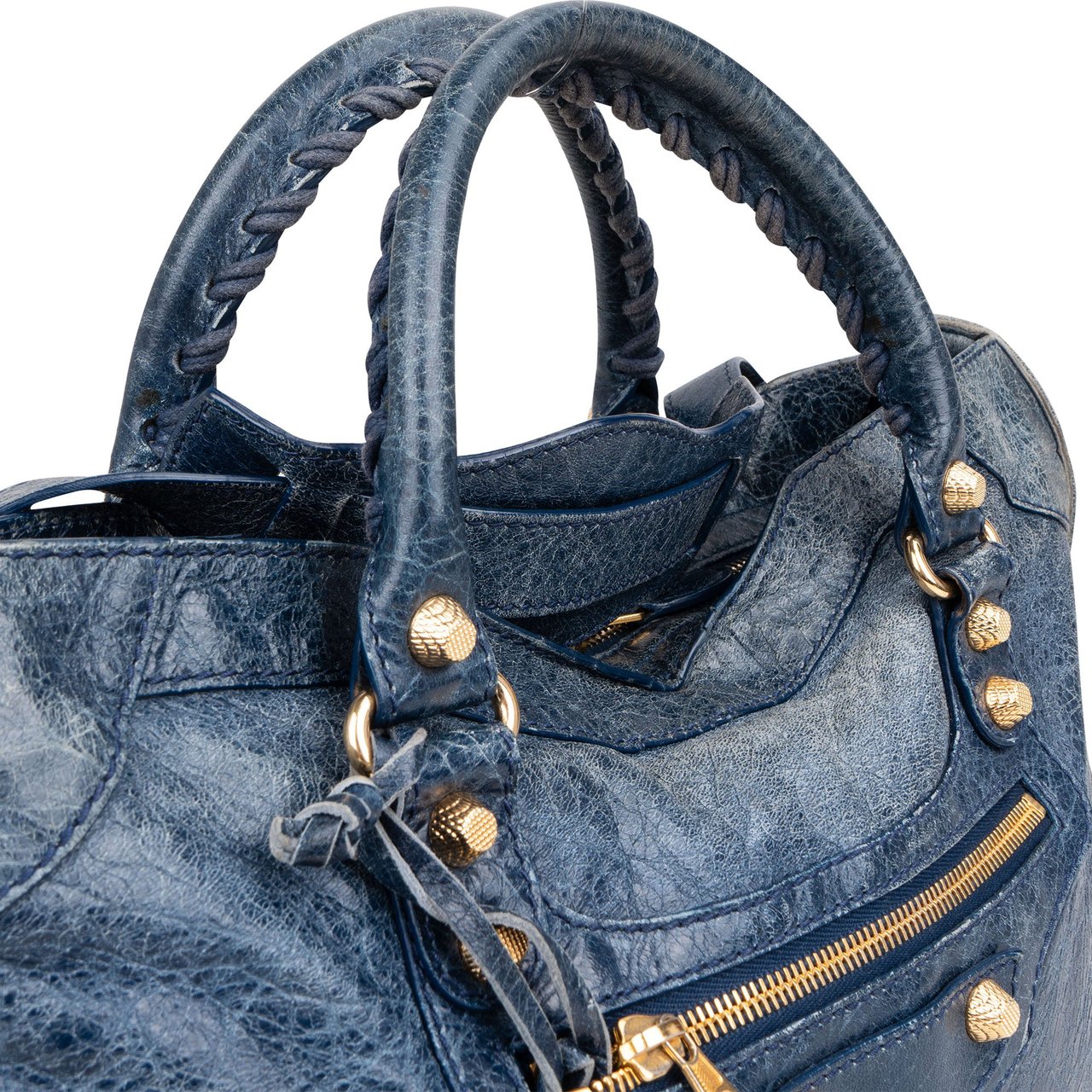 Balenciaga Balenciaga Blue Leather City Handbag Blauw