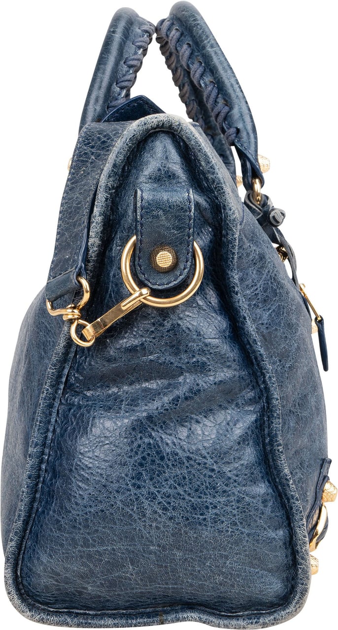 Balenciaga Balenciaga Blue Leather City Handbag Blauw