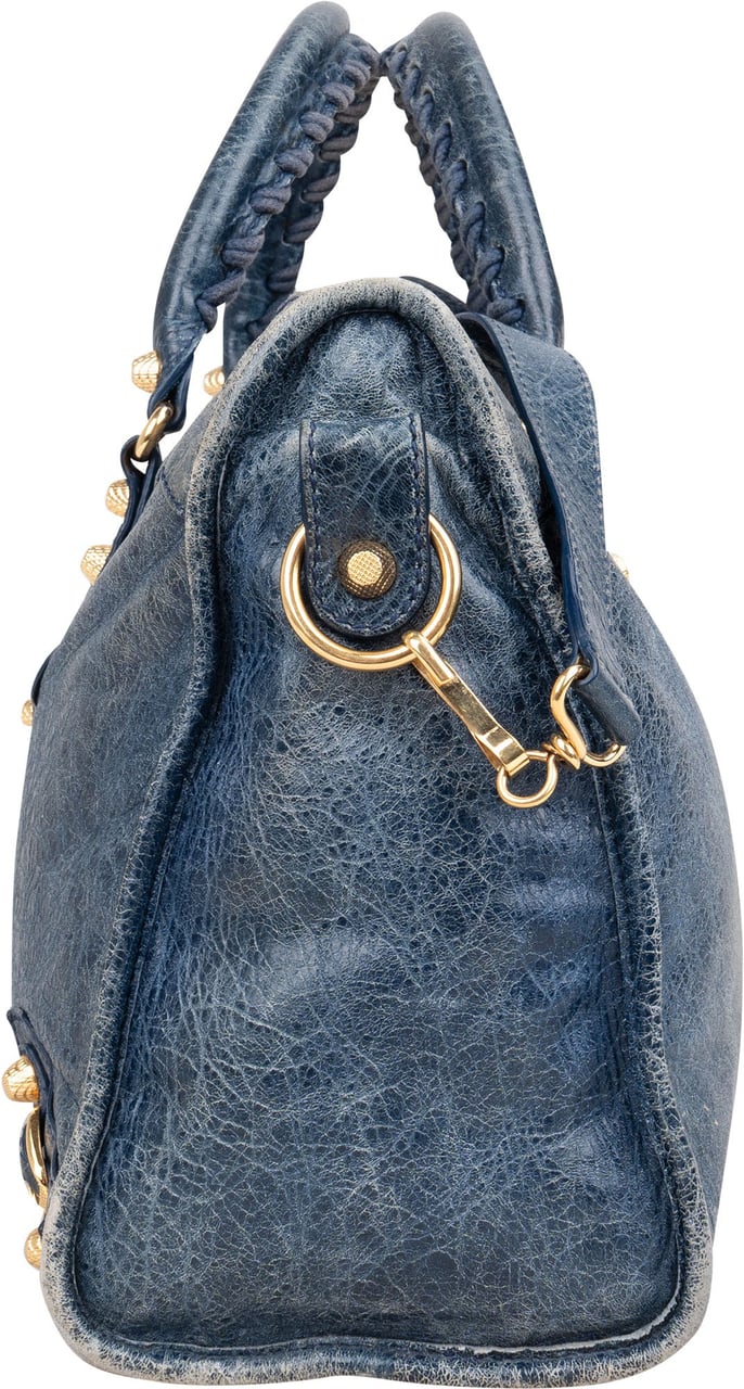Balenciaga Balenciaga Blue Leather City Handbag Blauw